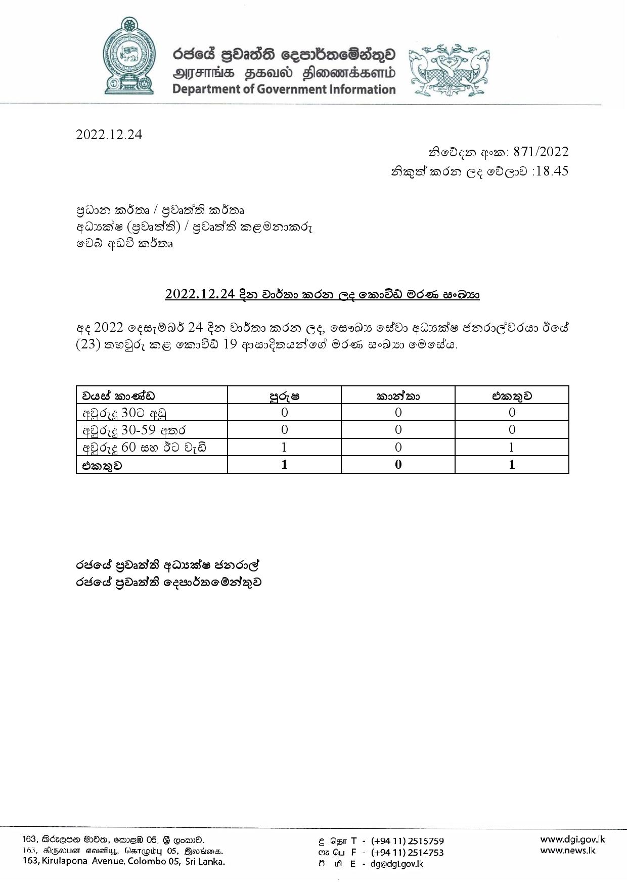 Release No 871 Sinhala page 001